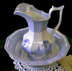Staffordshire Transferware Pitcher and Bowl
