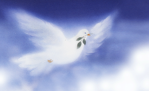 Dove and olive branch.